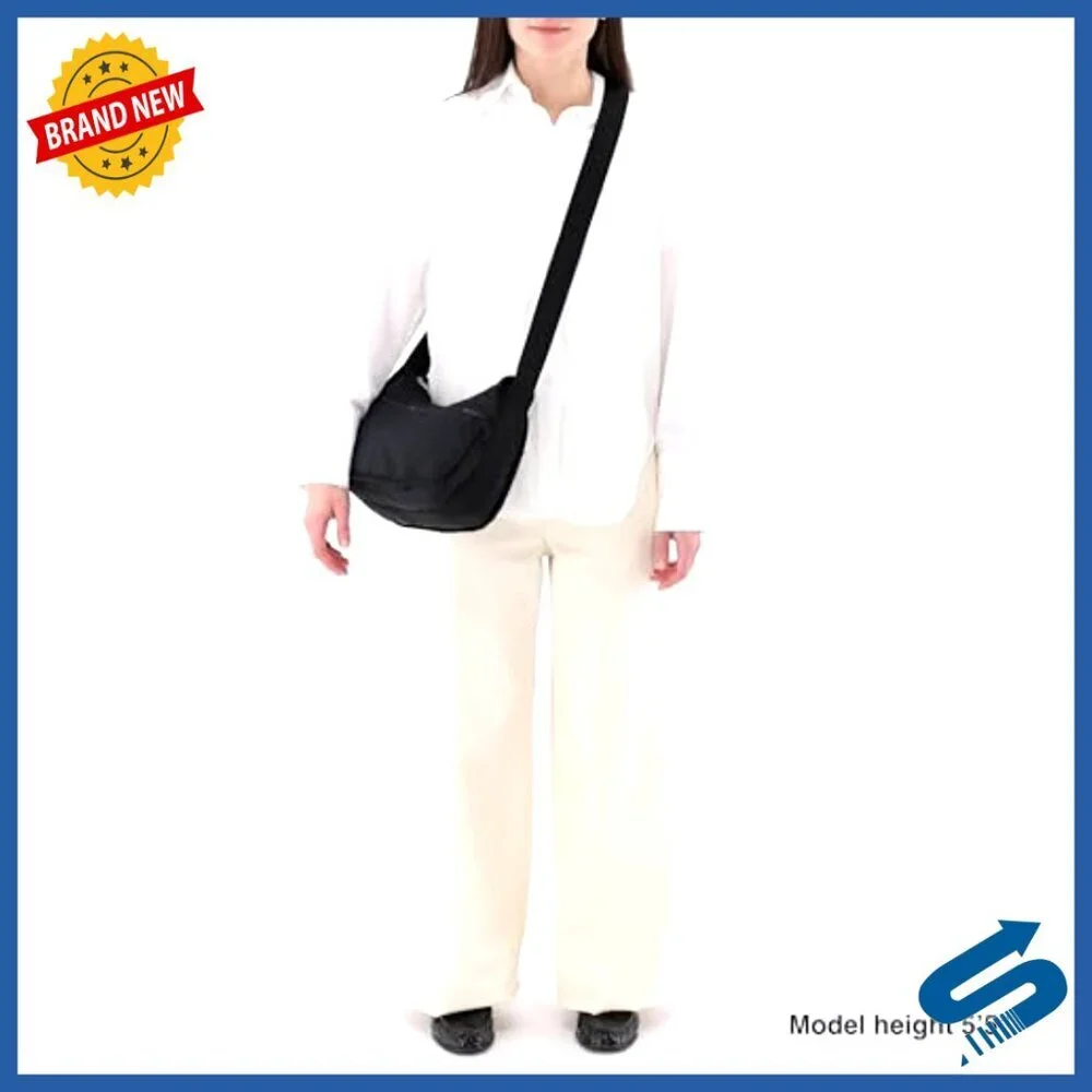 Nylon Hobo Bag with Crossbody Strap, 5 Pockets, 12x9x5 Inches